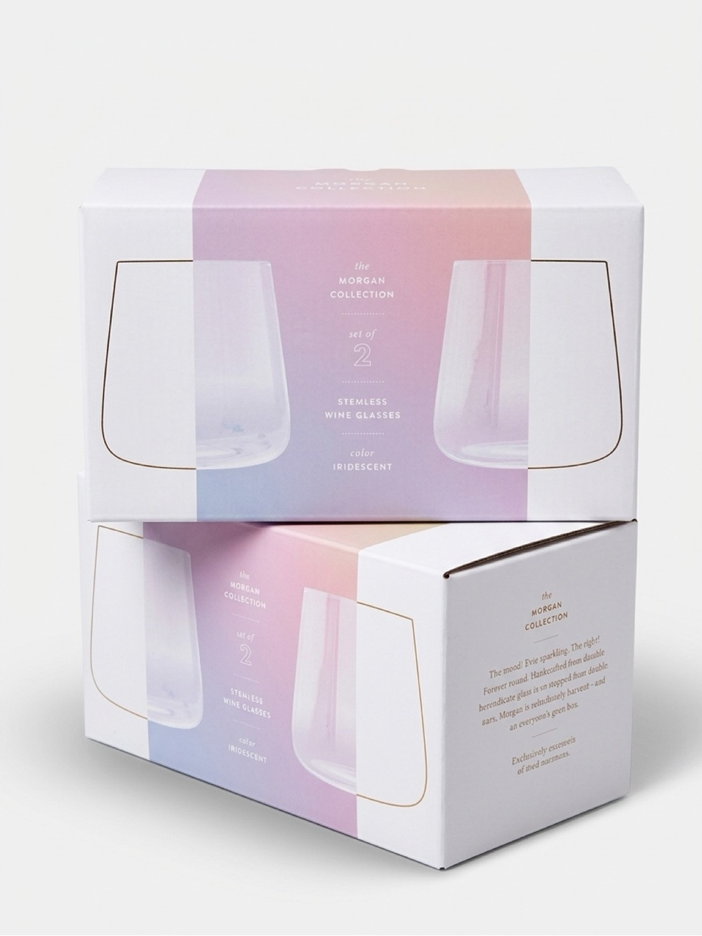 Anthropologie Iridescent Pink and Purple Stemless Wine Glasses (Set of 4)